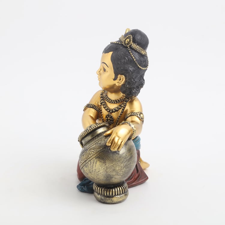 Alpana Polyresin Krishna with Pot Figurine