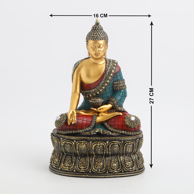 Alpana Polyresin Buddha on Lotus Figurine