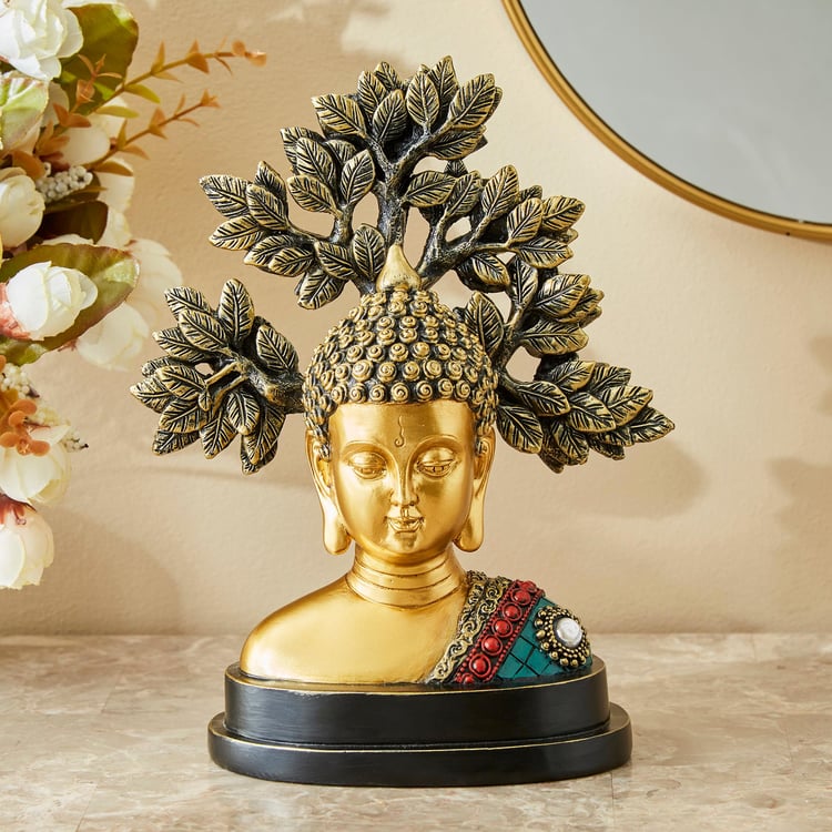 Alpana Polyresin Buddha Head with Tree Figurine