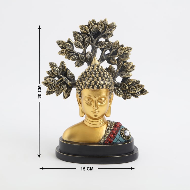 Alpana Polyresin Buddha Head with Tree Figurine