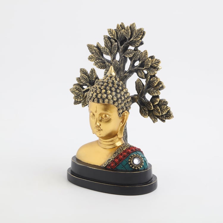 Alpana Polyresin Buddha Head with Tree Figurine