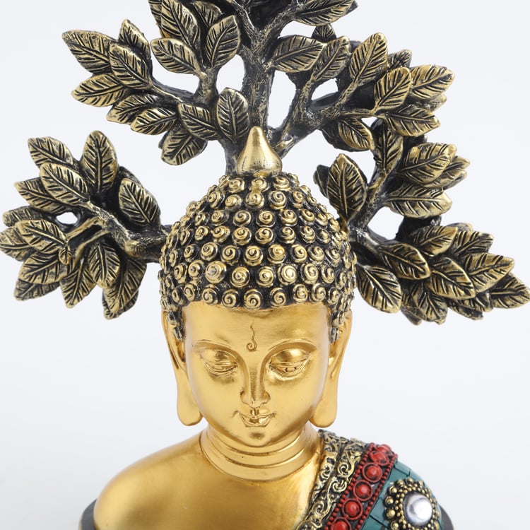 Alpana Polyresin Buddha Head with Tree Figurine