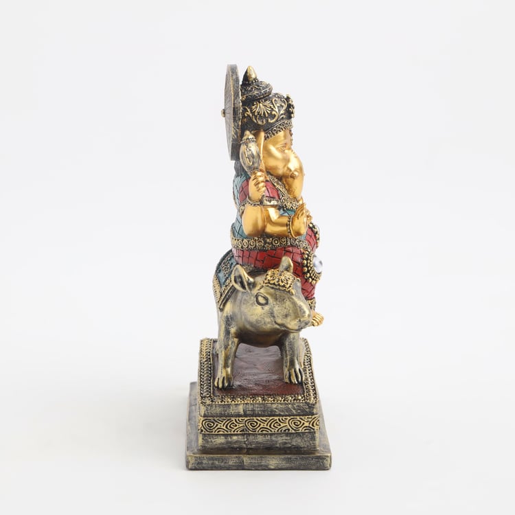 Alpana Polyresin Ganesha on Mouse Figurine