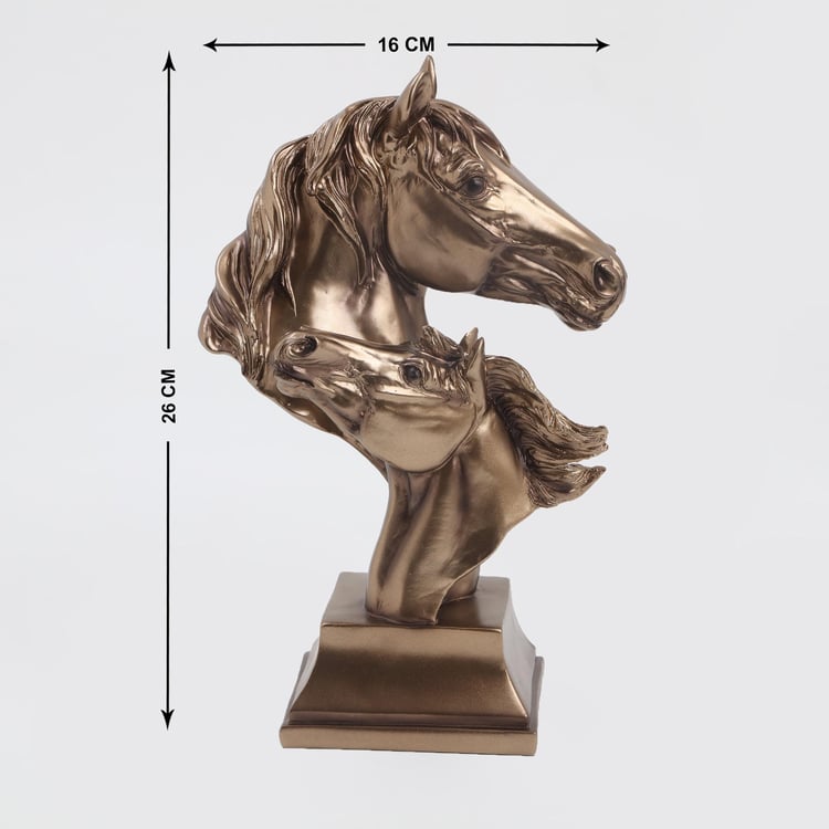 Jaguar Polyresin Twin Horse Heads Figurine