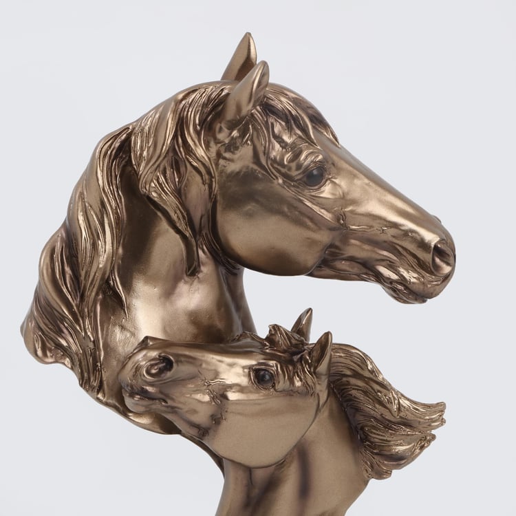 Jaguar Polyresin Twin Horse Heads Figurine