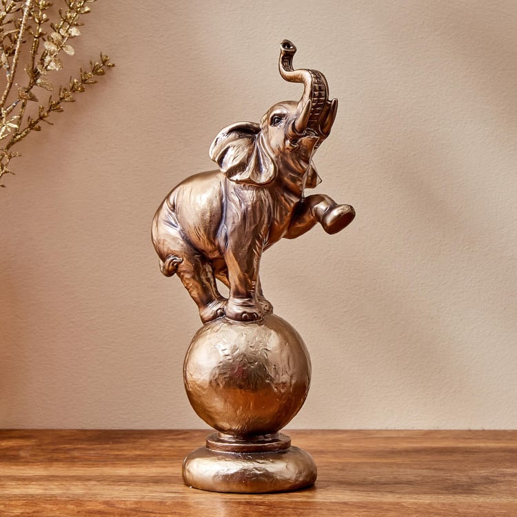 Jaguar Polyresin Elephant on Ball Figurine