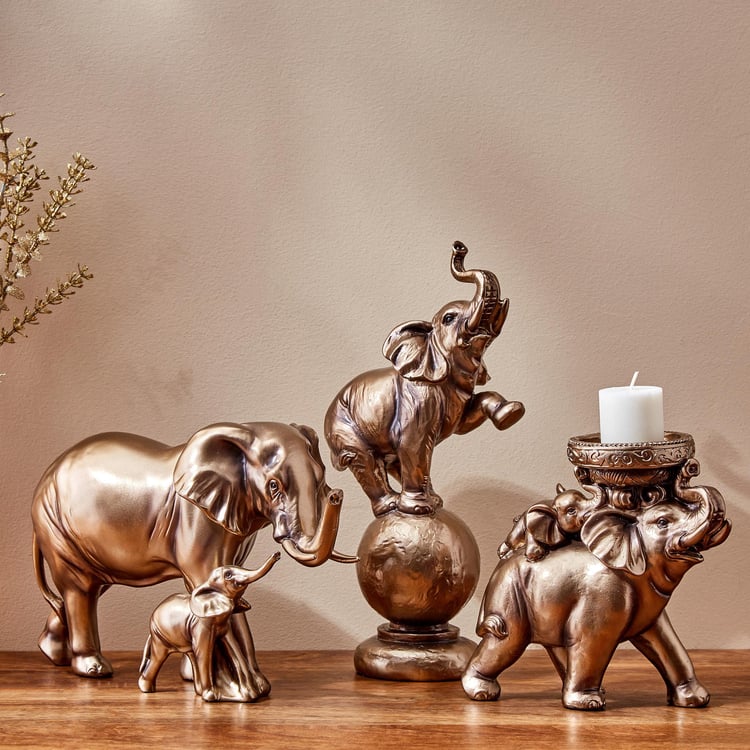 Jaguar Polyresin Elephant on Ball Figurine