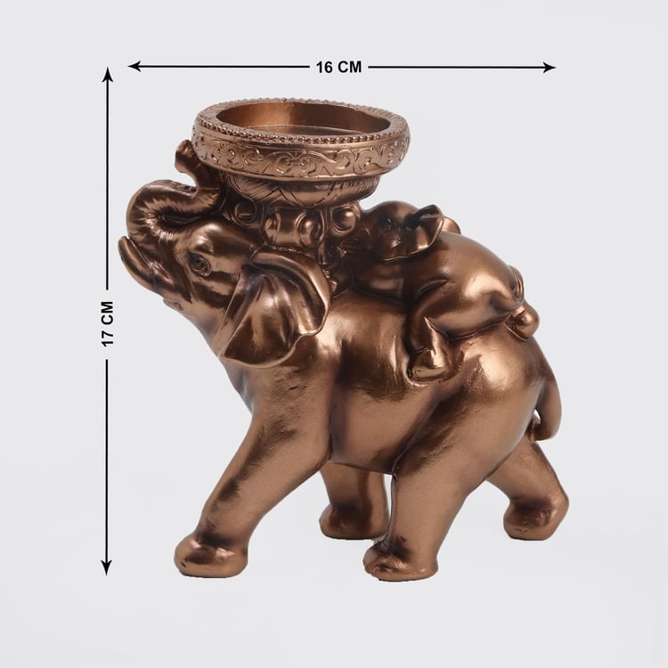 Jaguar Polyresin Elephant Figurine with T-light Holder