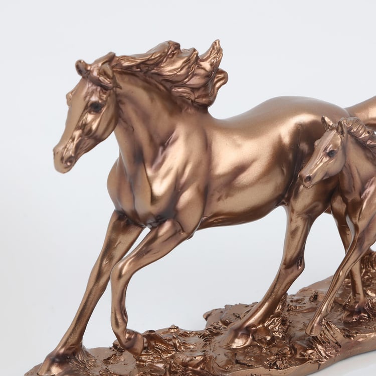 Corsica Jaguar Polyresin Running Horse with Foal Figurine