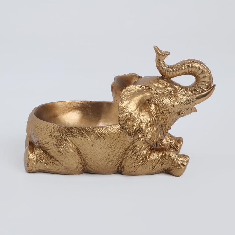 Hoovu Polyresin Sitting Elephant Decorative Bowl