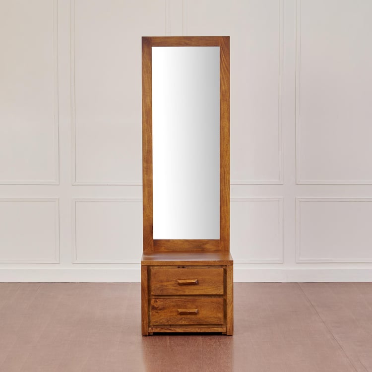 Adana Mango Wood Dresser Mirror with Drawers - Brown