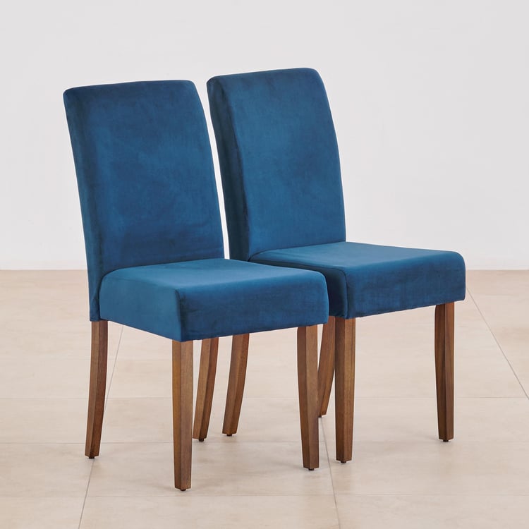 Buy Nirvana Indus Set of 2 Velvet Dining Chairs - Blue and Brown from ...