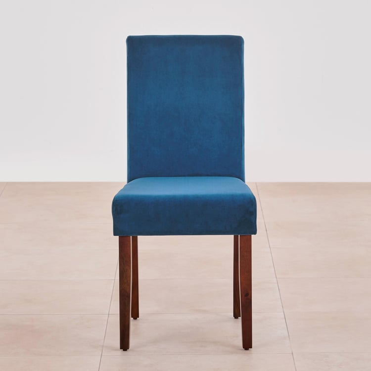 Nirvana Indus Set of 2 Velvet Dining Chairs - Blue and Dark Brown