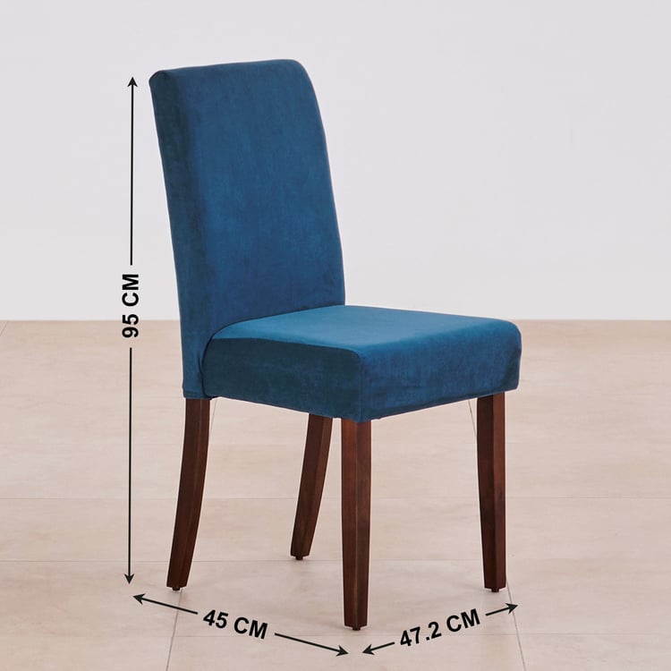 Nirvana Indus Set of 2 Velvet Dining Chairs - Blue and Dark Brown