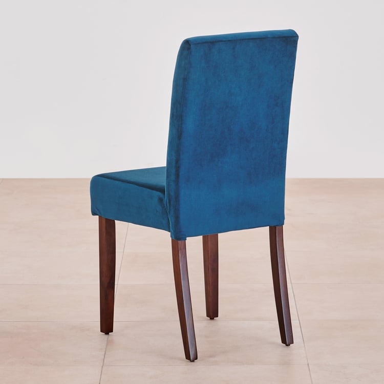 Nirvana Indus Set of 2 Velvet Dining Chairs - Blue and Dark Brown