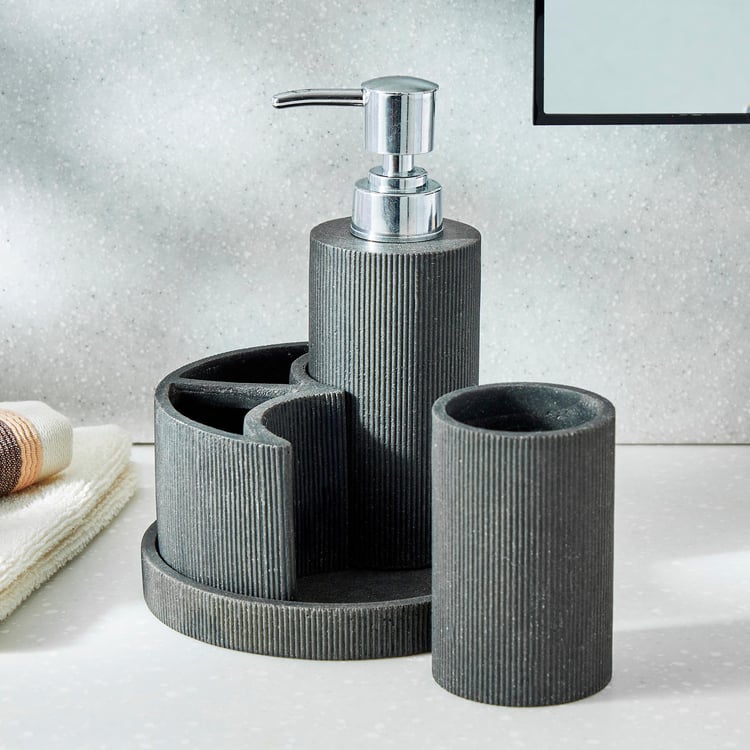 Derby 4Pcs Ribbed Polyresin Bathroom Set