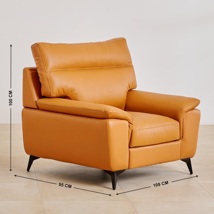 Aprilla NXT Half Leather 1-Seater Sofa - Tan