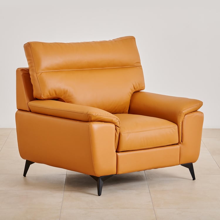 Aprilla NXT Half Leather 1-Seater Sofa - Tan