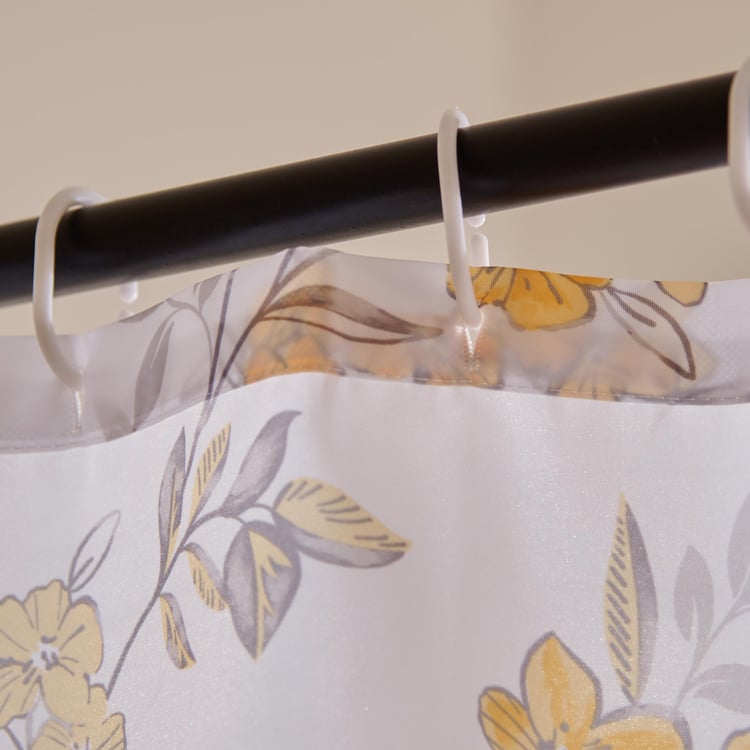 Mekong Floral Print Shower Curtain with Rings - 180x180cm