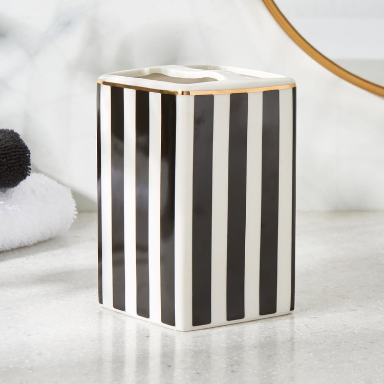Aubree Stripe Ceramic Tooth Brush Holder