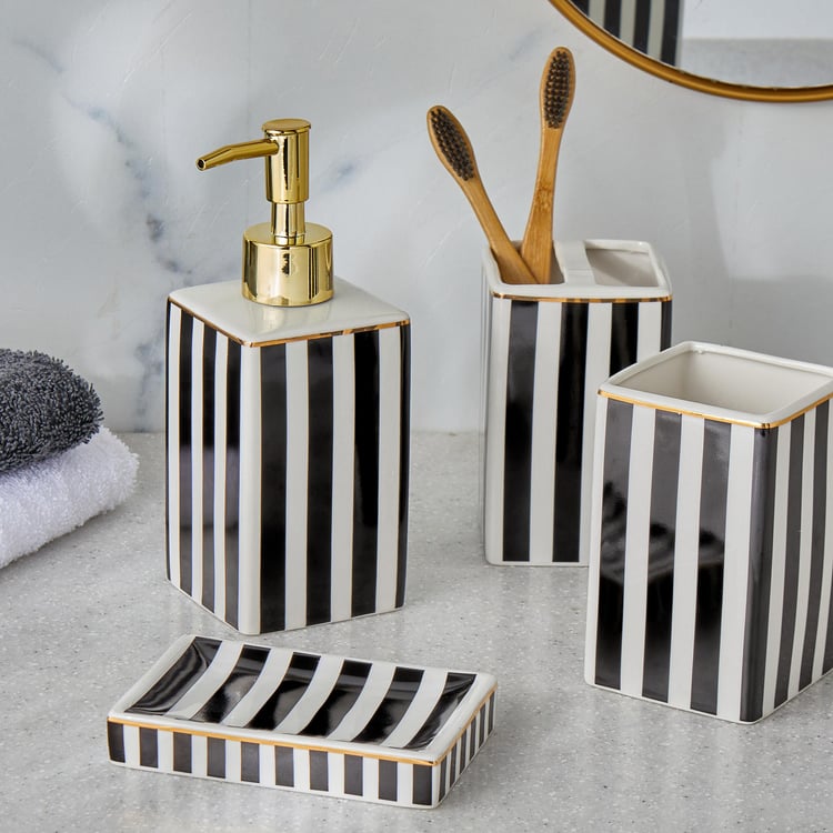 Aubree Stripe Ceramic Tooth Brush Holder