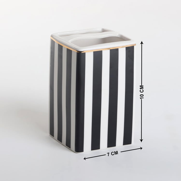 Aubree Stripe Ceramic Tooth Brush Holder