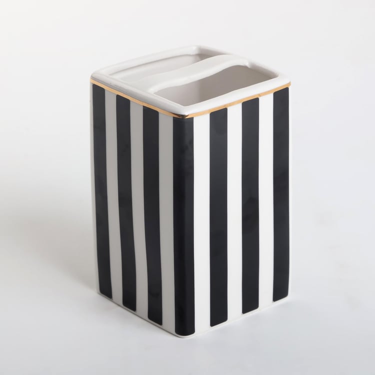 Aubree Stripe Ceramic Tooth Brush Holder
