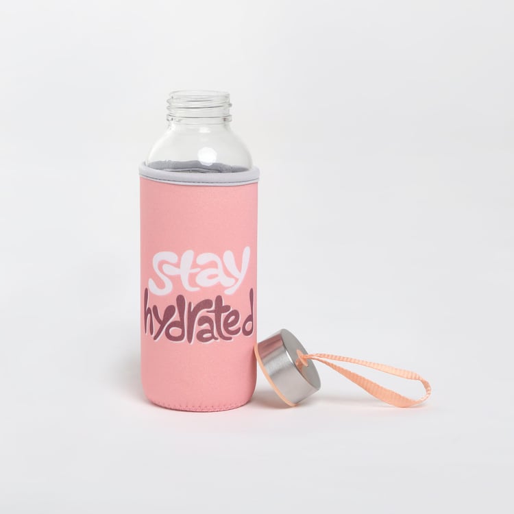 Favola Glass Water Bottle with Pouch - 400ml