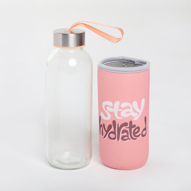 Favola Glass Water Bottle with Pouch - 400ml