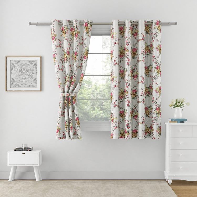 SWAYAM Omega Floral Printed Room Darkening Window Curtain