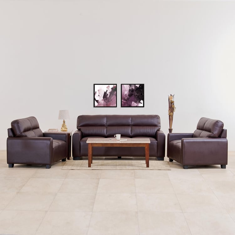 Albury Faux Leather 3+2+2 Seater Sofa Set - Madrid Brown