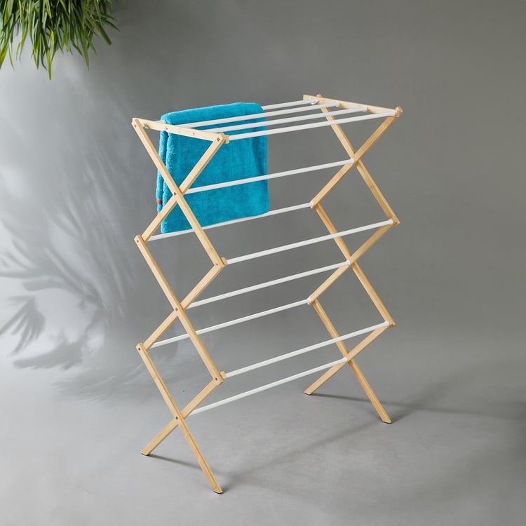 Buy Bamboo Metal 3-Tier Clothes Drying Rack from Home Centre at just ...