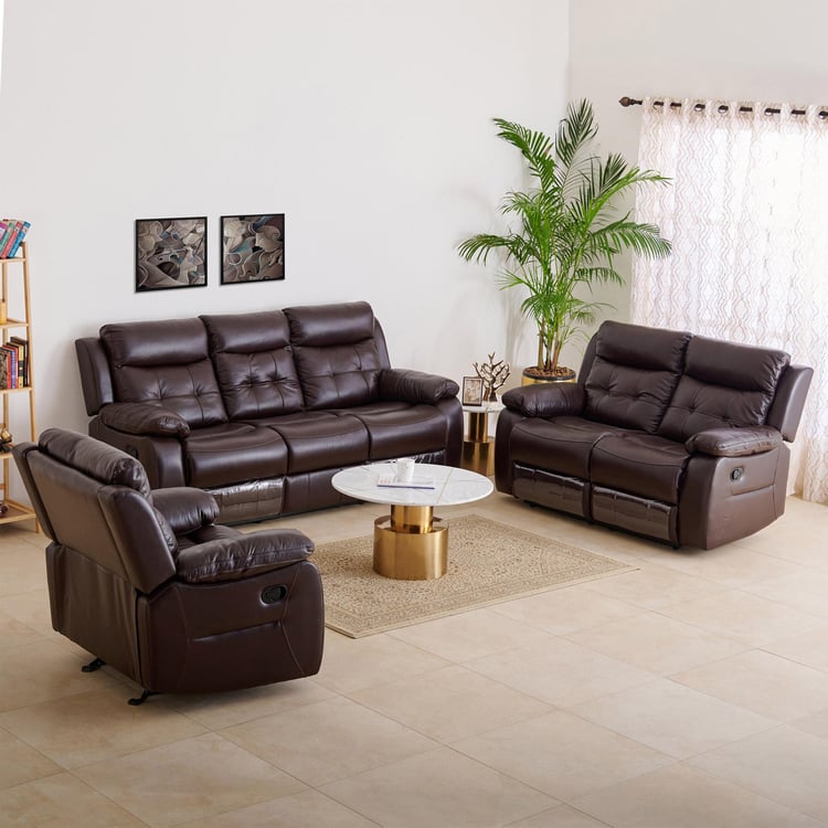 Blake Half Leather 3+2+1 Seater Recliner Set - Brown