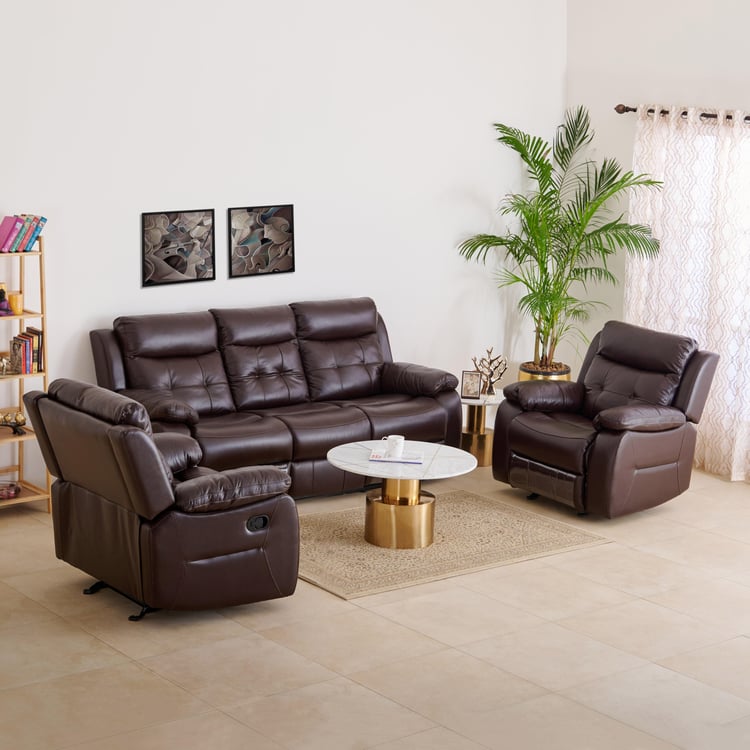 Blake Half Leather 3+1+1 Seater Recliner Set - Brown