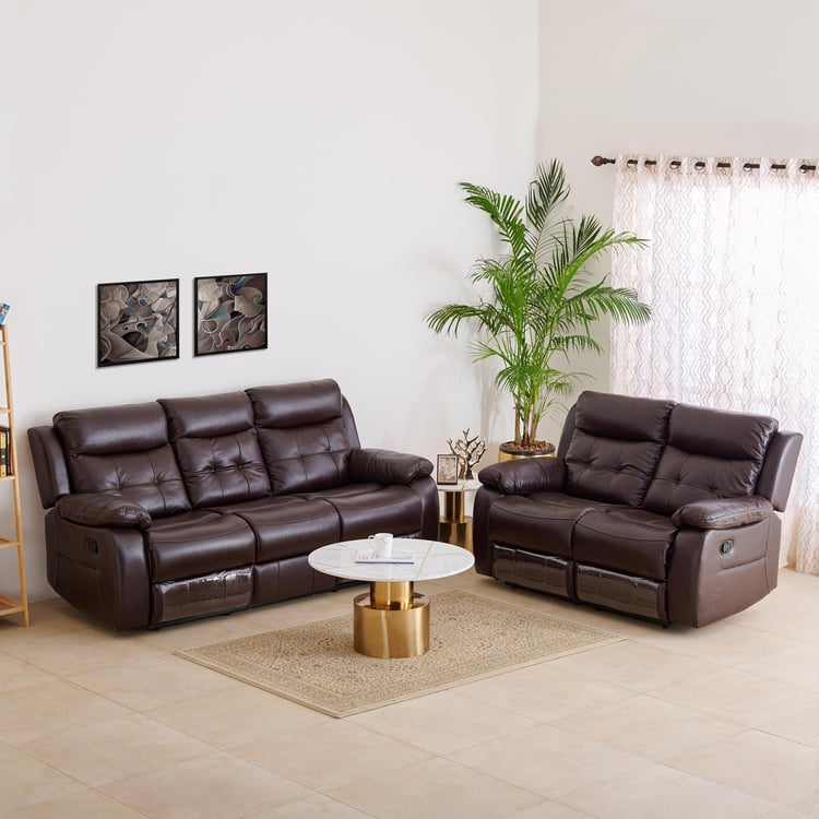 Blake Half Leather 3+2 Seater Recliner Set - Brown