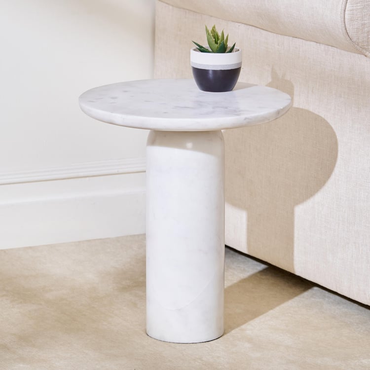 Akira Marble Top End Table - White