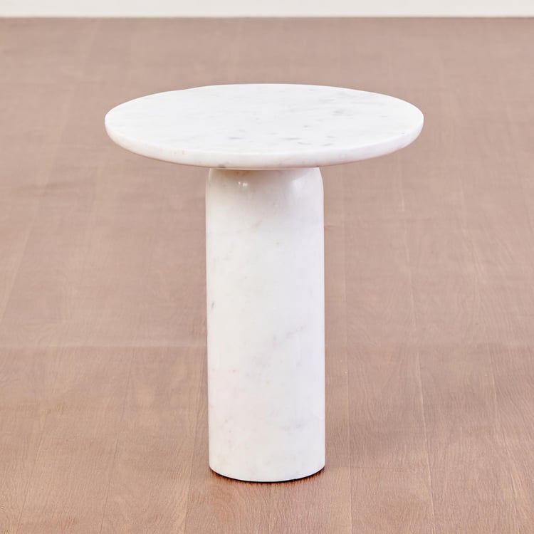 Akira Marble Top End Table - White