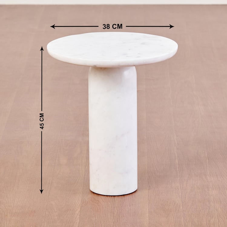 Akira Marble Top End Table - White