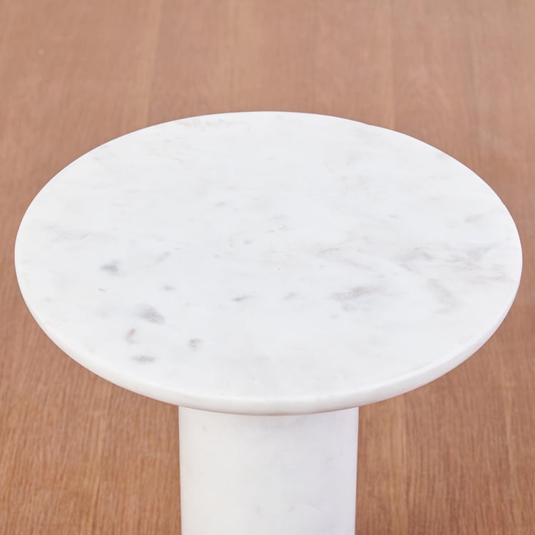 Akira Marble Top End Table - White