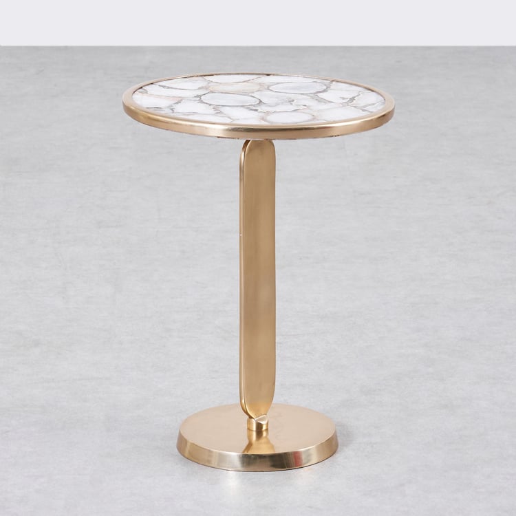 Chester Agate Top Accent Table - Gold