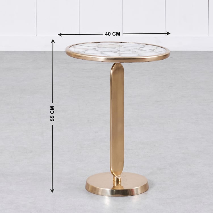 Chester Agate Top Accent Table - Gold