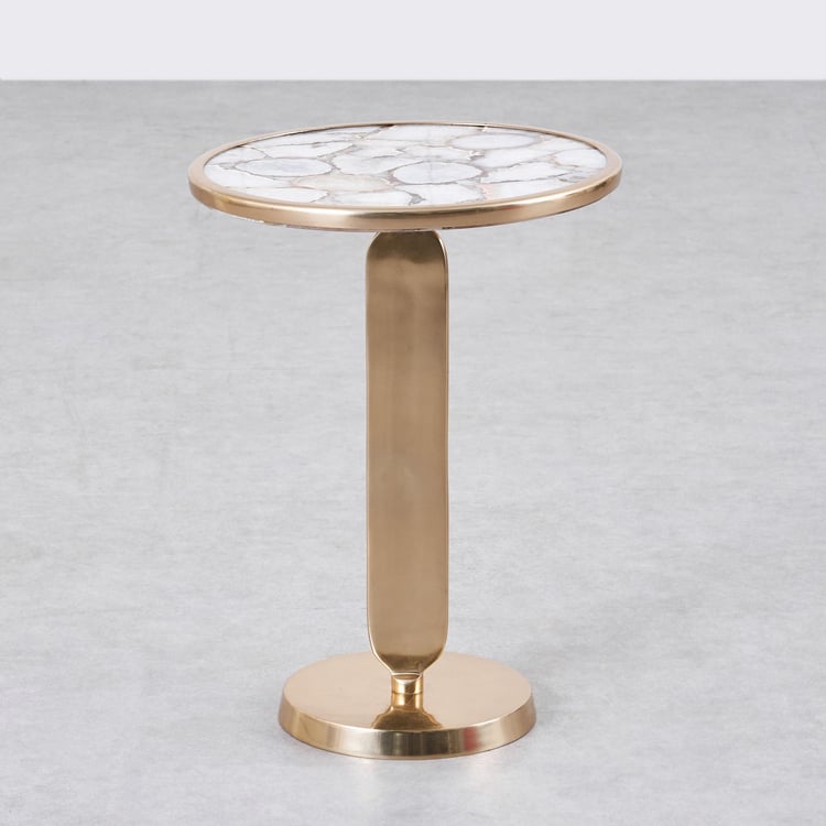 Chester Agate Top Accent Table - Gold