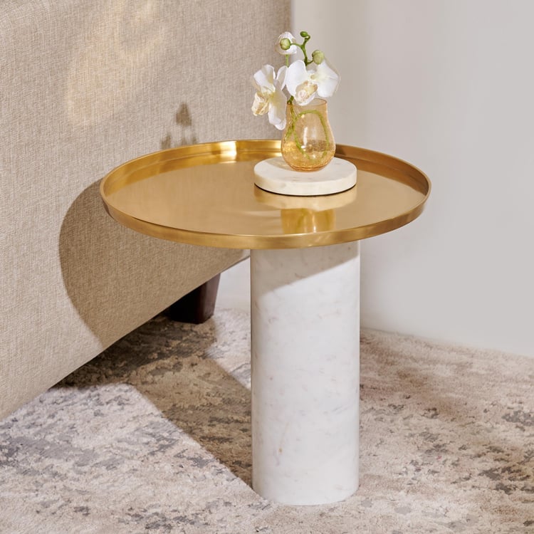 Yoshi Metal Top Accent Table - Gold