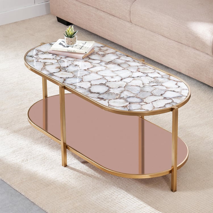 Chester Agate Top Coffee Table - Gold