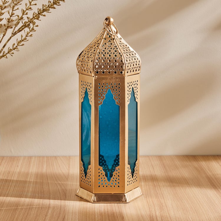 Salsa Glass and Metal Moroccan Hanging Lantern