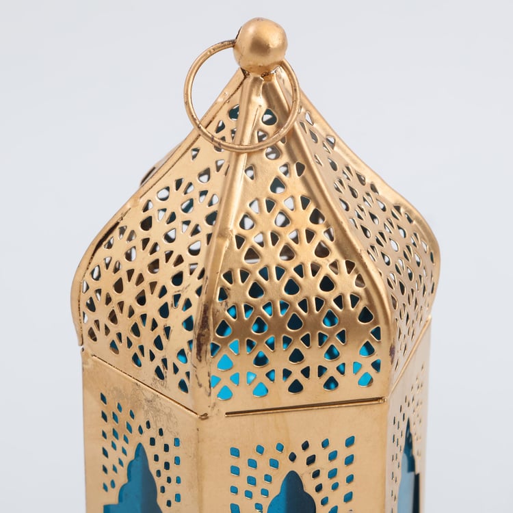 Salsa Glass and Metal Moroccan Hanging Lantern