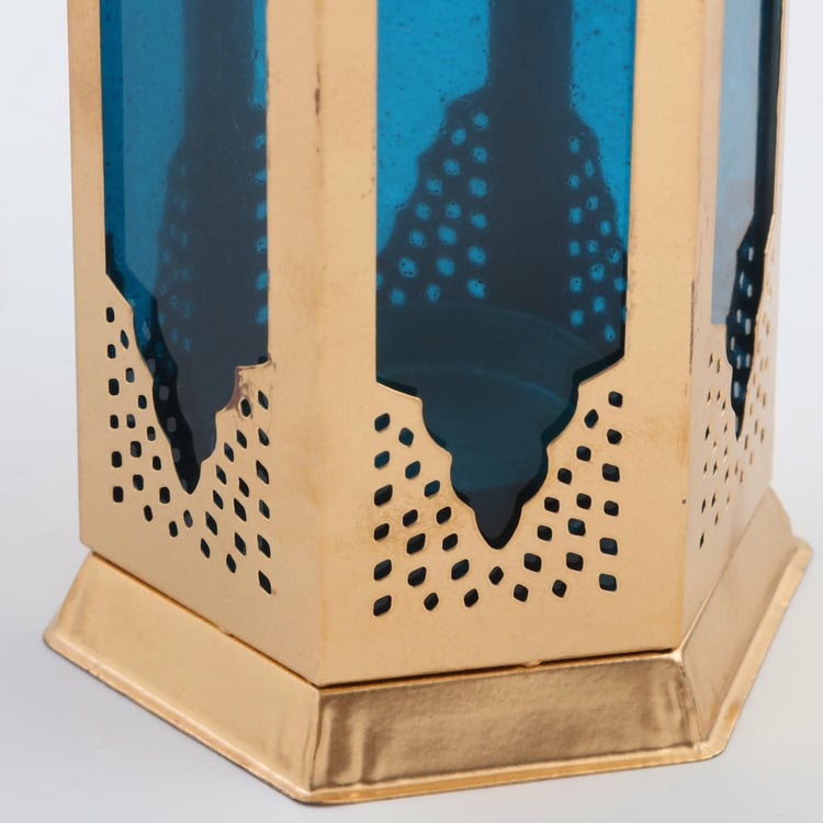 Salsa Glass and Metal Moroccan Hanging Lantern