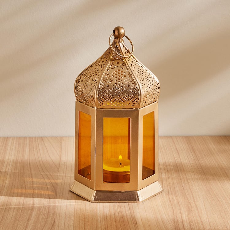 Salsa Glass and Metal Moroccan Hanging Lantern