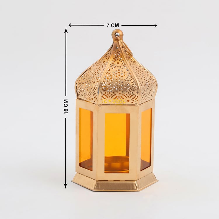 Salsa Glass and Metal Moroccan Hanging Lantern