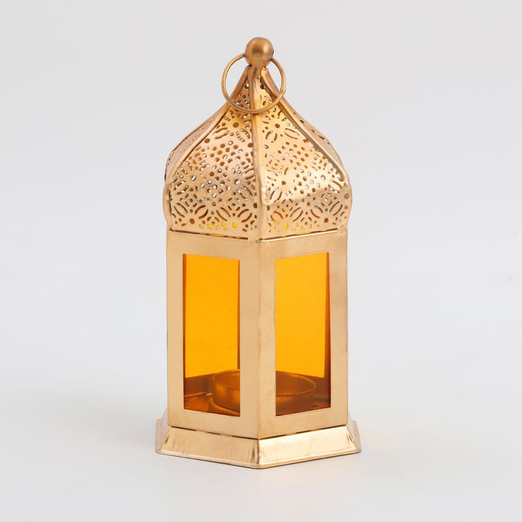 Salsa Glass and Metal Moroccan Hanging Lantern